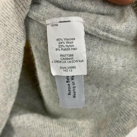 J. Crew Pear Knit Sweater Size XXS Wool Rabbit Hair Blend Gray Pullover Rib Trim - Picture 10 of 12